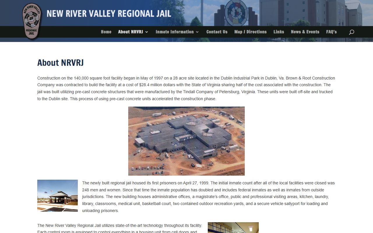 New River Valley Regional Jail facility overview for Pulaski County inmates