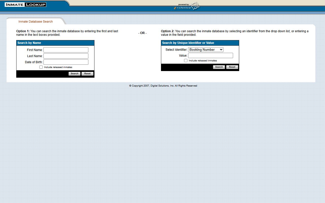 Pulaski County inmate population lookup form for New River Valley Regional Jail