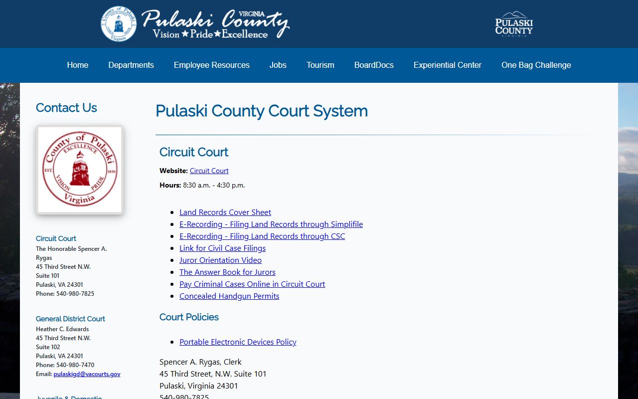 Pulaski County court records after jail arrest court offices